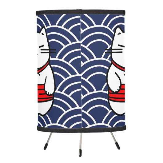 Japanese Lucky Cat or Maneki-Neko Tripod Lamp (Back)