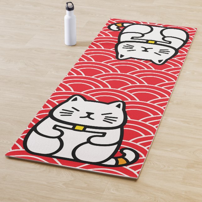 Japanese Lucky Cat or Maneki-Neko Yoga Mat (In Situ)
