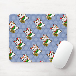 Japanese Lucky Cat Pattern Mouse Pad