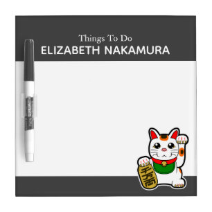 Japanese Lucky Cat Personalized Dry Erase Board