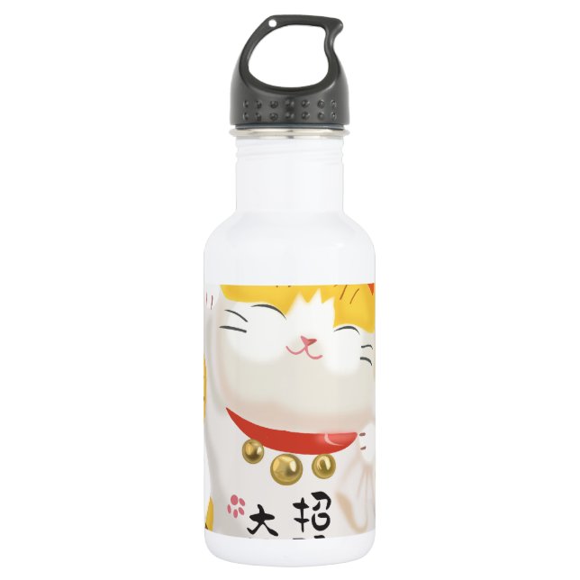 Japanese Lucky Cat Water Bottle (Front)