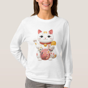 "Japanese Lucky Neko Cat T-Shirt – Traditional Man