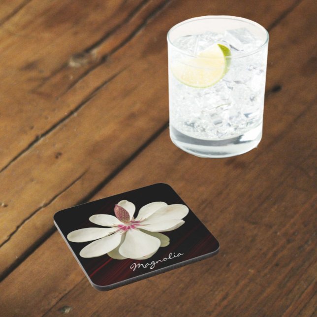 Japanese Magnolia Blossom Floral Beverage Coaster (In Situ)