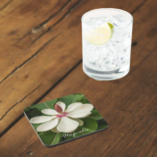 Japanese Magnolia Blossom Floral Beverage Coaster