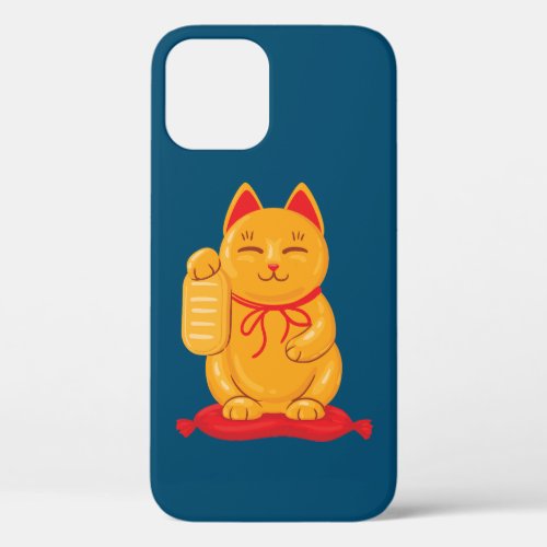 Japanese Maneki Neko Gold Cat Symbol of Wealth iPhone 12 Case
