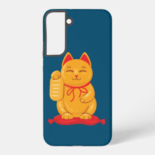 Japanese Maneki Neko Gold Cat, Symbol of Wealth Samsung Galaxy S22+ Case