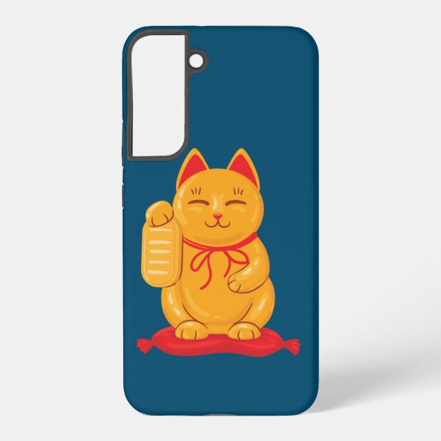 Japanese Maneki Neko Gold Cat, Symbol of Wealth Samsung Galaxy Case (Back)