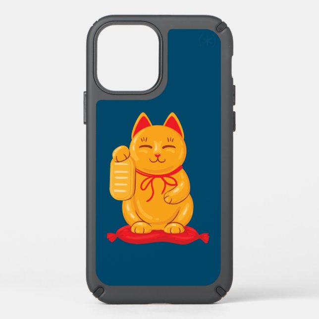 Japanese Maneki Neko Gold Cat, Symbol of Wealth Speck iPhone 12 Case (Front)