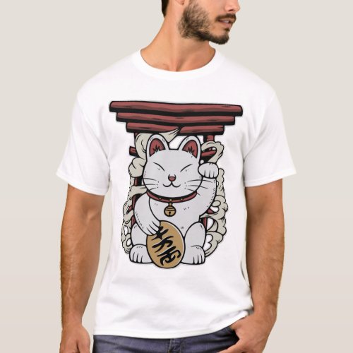 Japanese Maneki_Neko Lucky Cat T_Shirt