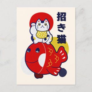 Japanese Maneki Neko Money Cat T-Shirt Case-Mate i Postcard