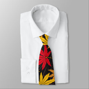 JAPANESE MAPLE LEAF (BLACK) NECK TIE