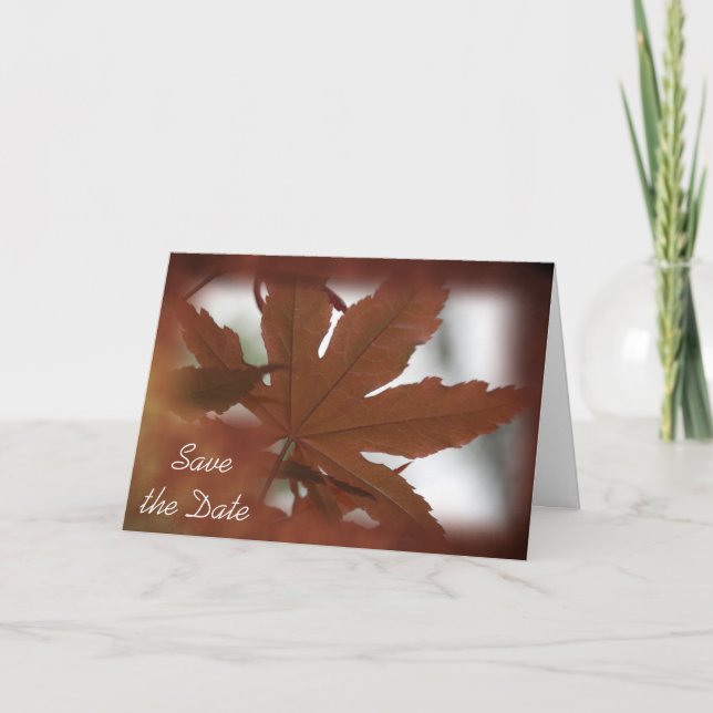 Japanese Maple Leaf Fall Wedding Save the Date Announcement (Front)