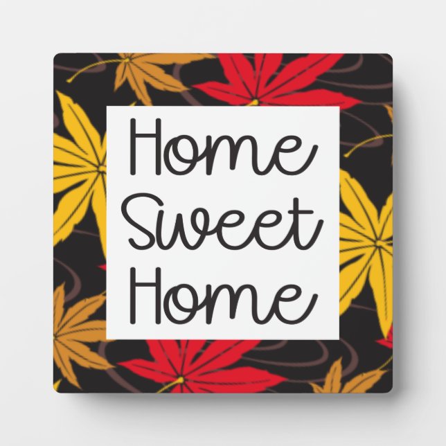 JAPANESE MAPLE LEAF PATTERN IN BLACK- HOME PLAQUE (Front)