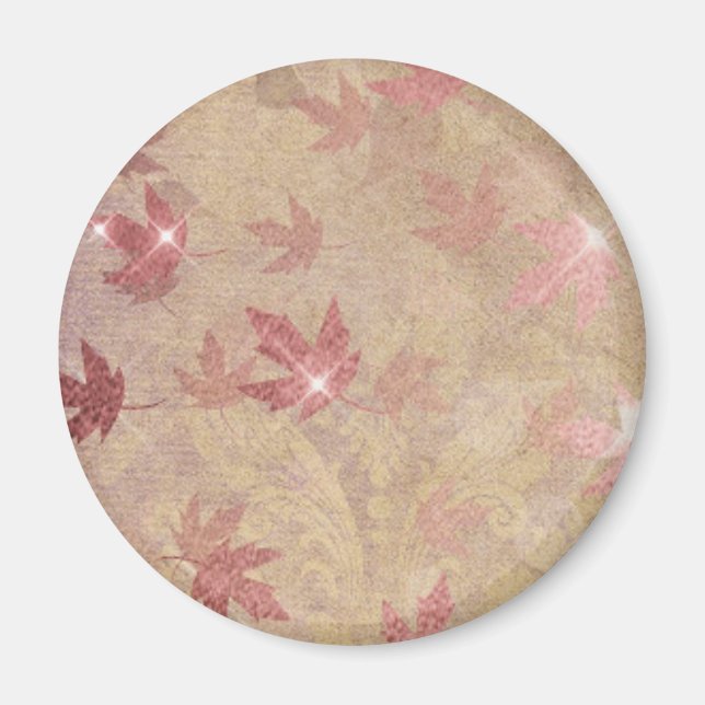 Japanese maple leaves fall elegant damask magnet (Front)