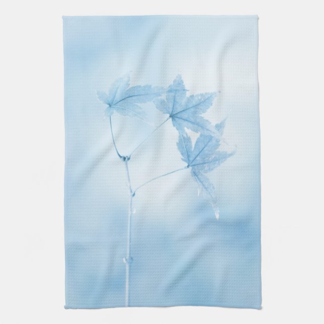Japanese Maple Leaves in Blue Towel (Vertical)