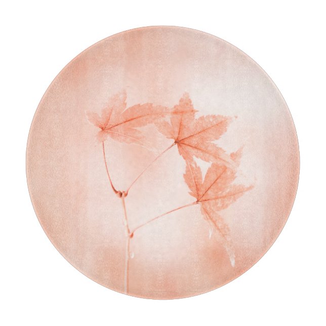 Japanese Maple Leaves in Orange Cutting Board (Front)