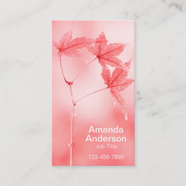Japanese Maple Leaves in Red Business Card (Front)
