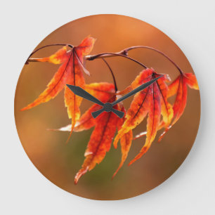 Japanese Maple Leaves Large Clock
