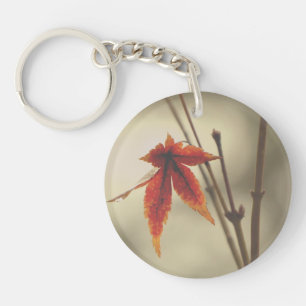 Japanese Maple Leaves Vintage Style Keychain
