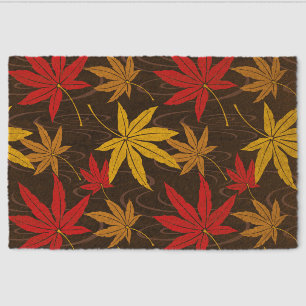 JAPANESE MAPLE PATTERN IN BLACK FIBER DOORMAT