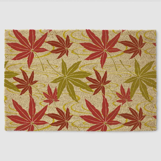 JAPANESE MAPLE PATTERN IN CREME FIBER DOORMAT (Front)