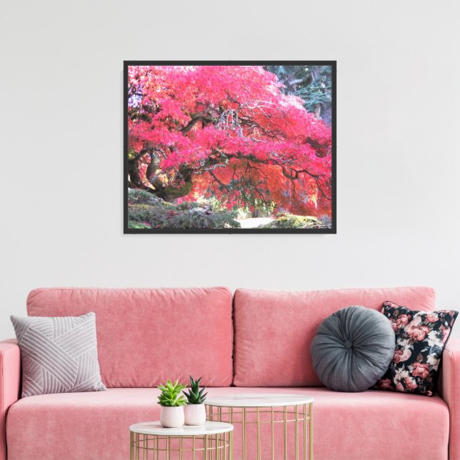 Japanese Maple Pink Leaves Floral Canvas Print (Insitu(LivingRoom))