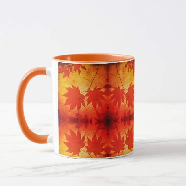Japanese maple tree leaves script fall autumn mug (Left)