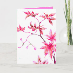 Japanese maple tree vintage illustration card