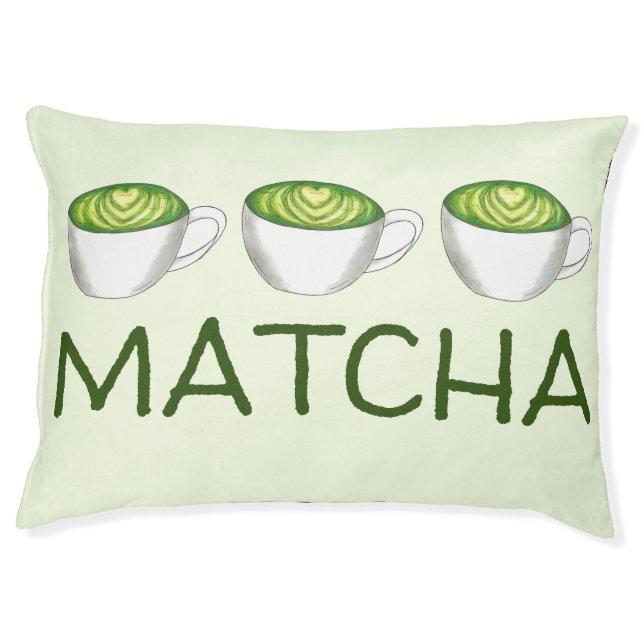Japanese Matcha Green Tea Latte Drink Personalized Pet Bed (Front)