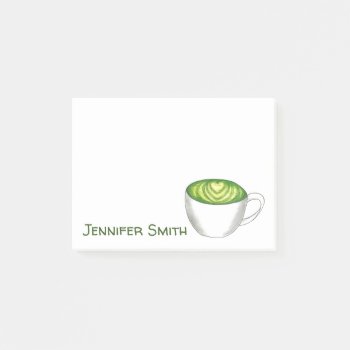 Japanese Matcha Green Tea Latte Drink Personalized Post-it Notes by rebeccaheartsny at Zazzle