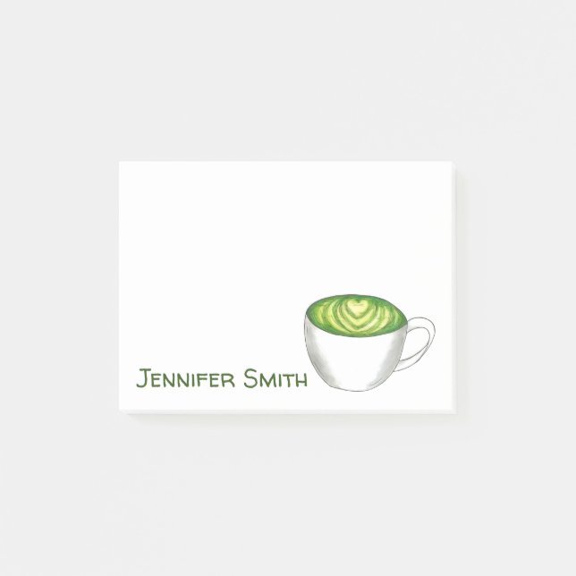 Japanese Matcha Green Tea Latte Drink Personalized Post-it Notes (Front)