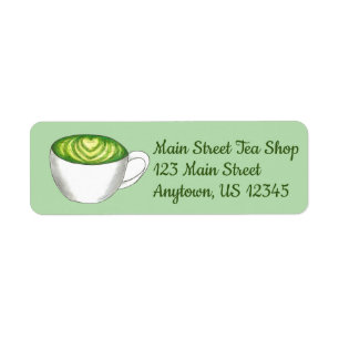 Japanese Matcha Green Tea Latte Teacup Foodie Label