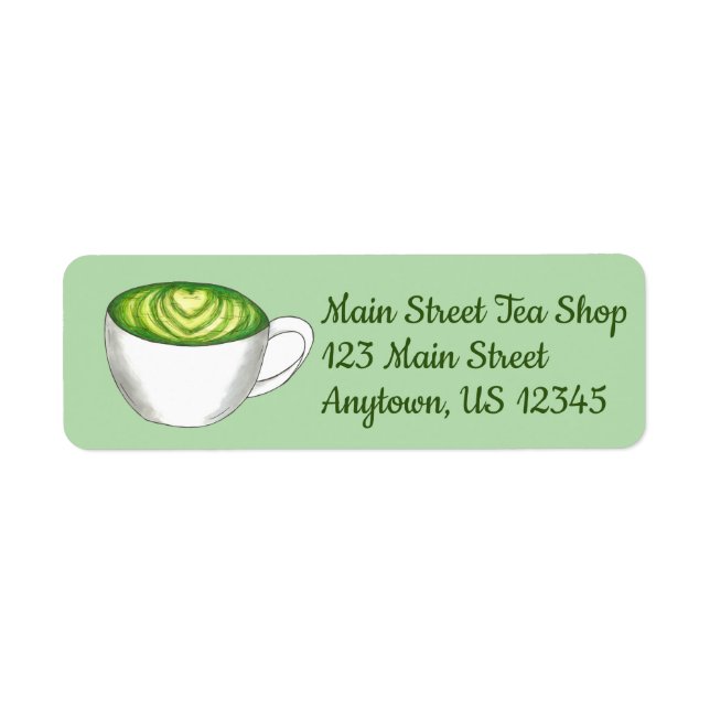 Japanese Matcha Green Tea Latte Teacup Foodie Label (Front)
