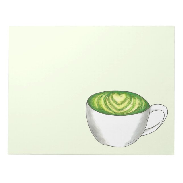 Japanese Matcha Green Tea Latte Teacup Foodie Notepad (Front)