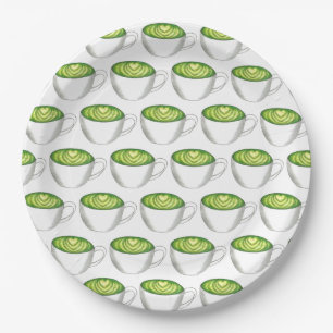 Japanese Matcha Green Tea Latte Teacup Foodie Paper Plates