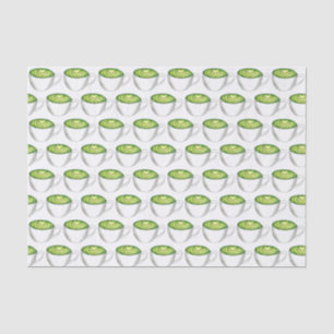 Japanese Matcha Green Tea Latte Teacup Foodie Tissue Paper