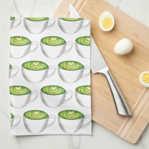 Japanese Matcha Green Tea Latte Teacup Foodie Towel