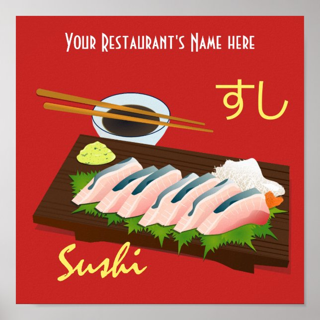 Japanese Meal Sushi Black Poster (Front)