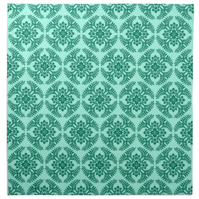 Japanese Medallion Pattern, Aqua and Turquoise  Cl Cloth Napkin (Front)