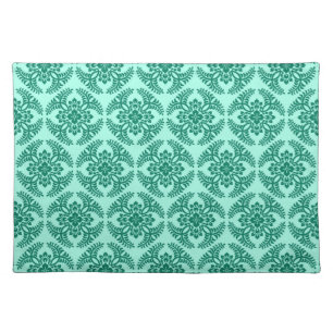 Japanese Medallion Pattern, Aqua and Turquoise Cl Cloth Placemat