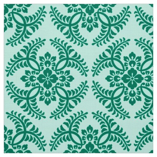 Japanese Medallion Pattern, Aqua and Turquoise Fabric