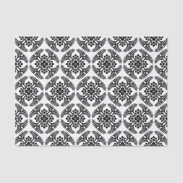 Japanese Medallion Pattern, Black and White Tissue Paper (Front)