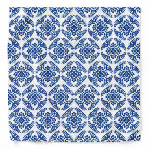 Japanese Medallion Pattern, Cobalt Blue and White  Bandana