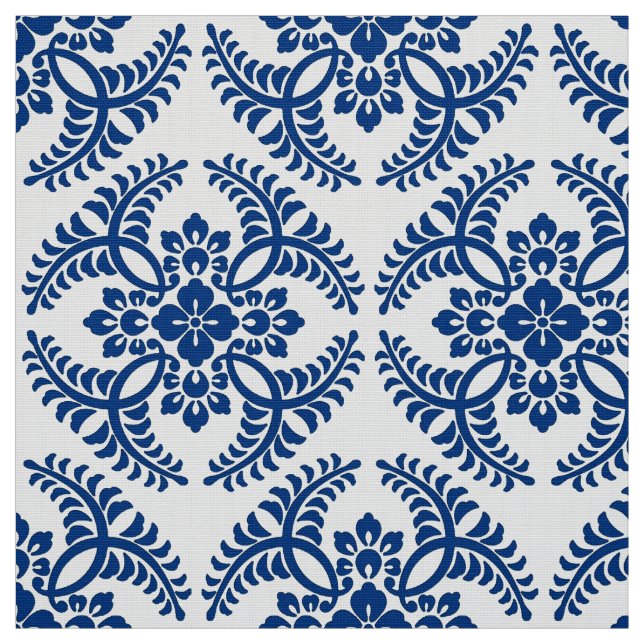 Japanese Medallion Pattern, Cobalt Blue and White Fabric (Swatch)