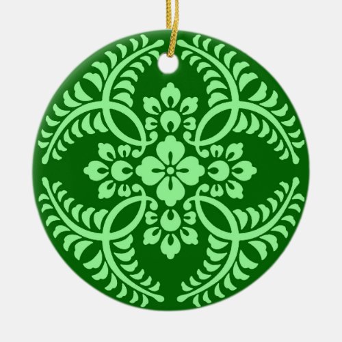 Japanese Medallion Pattern Dark Jade Green  Ceramic Ornament