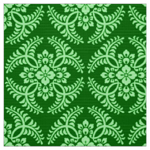 Japanese Medallion Pattern, Dark Jade Green Fabric