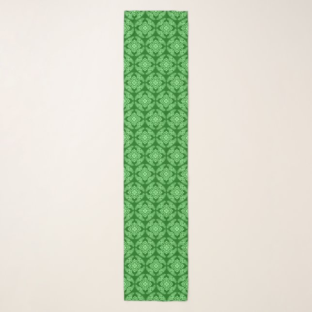 Japanese Medallion Pattern, Dark Jade Green  Scarf (Front)