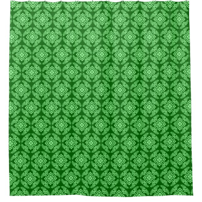Japanese Medallion Pattern, Dark Jade Green Shower Curtain (Front)
