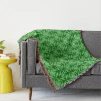 Japanese Medallion Pattern Dark Jade Green Throw Blanket