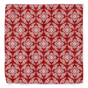 Japanese Medallion Pattern, Deep Red and White  Bandana